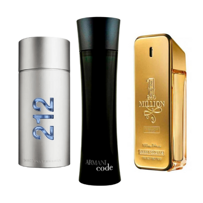 Zestaw 3 perfum 212 Men NYC, Paco Rabanne One Milion, Armani Code Homme 100ml